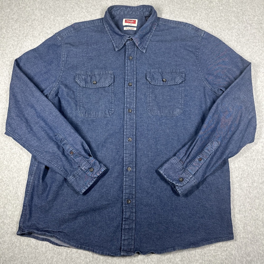 Wrangler Denim Button Up Long Sleeve Shirt Men's XL Flex Western Cowboys